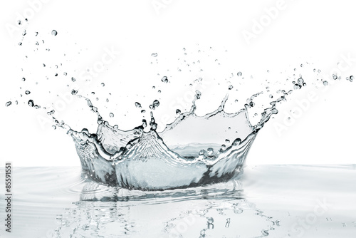 crown shaped water splash in natural color, isolated