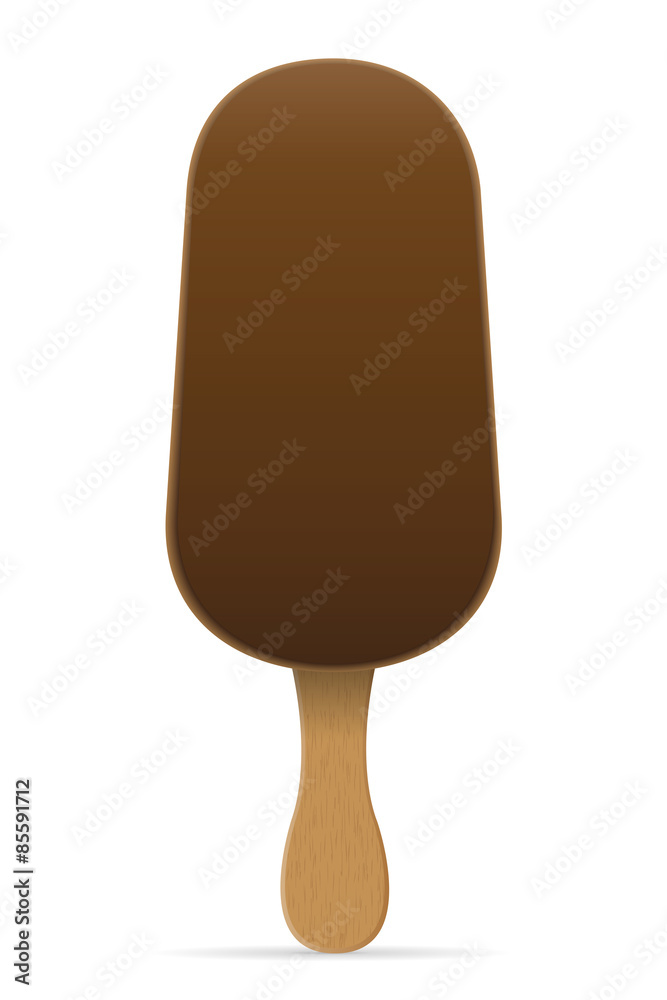 ice cream with chocolate glaze on stick vector illustration