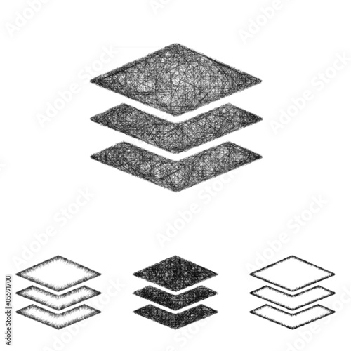 Layers icon design set - sketch line art