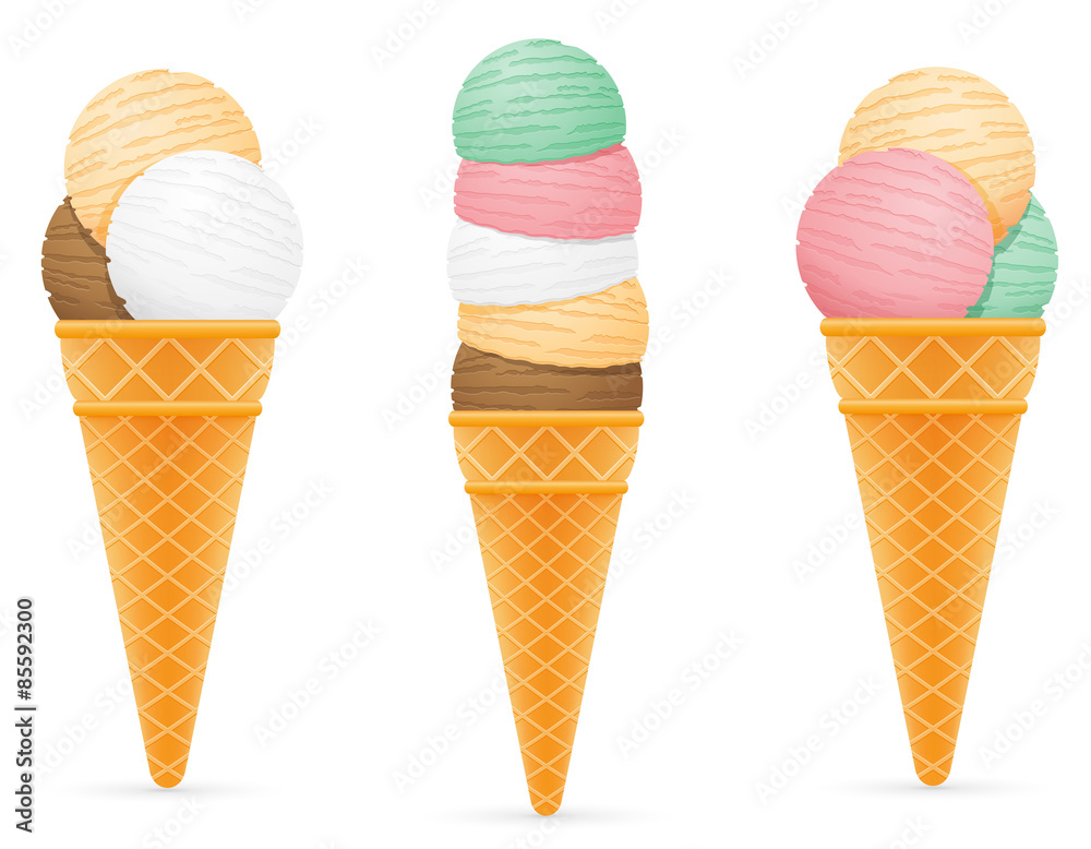 ice cream balls in a waffle cone vector illustration ice cream balls in a waffle cone vector illustration