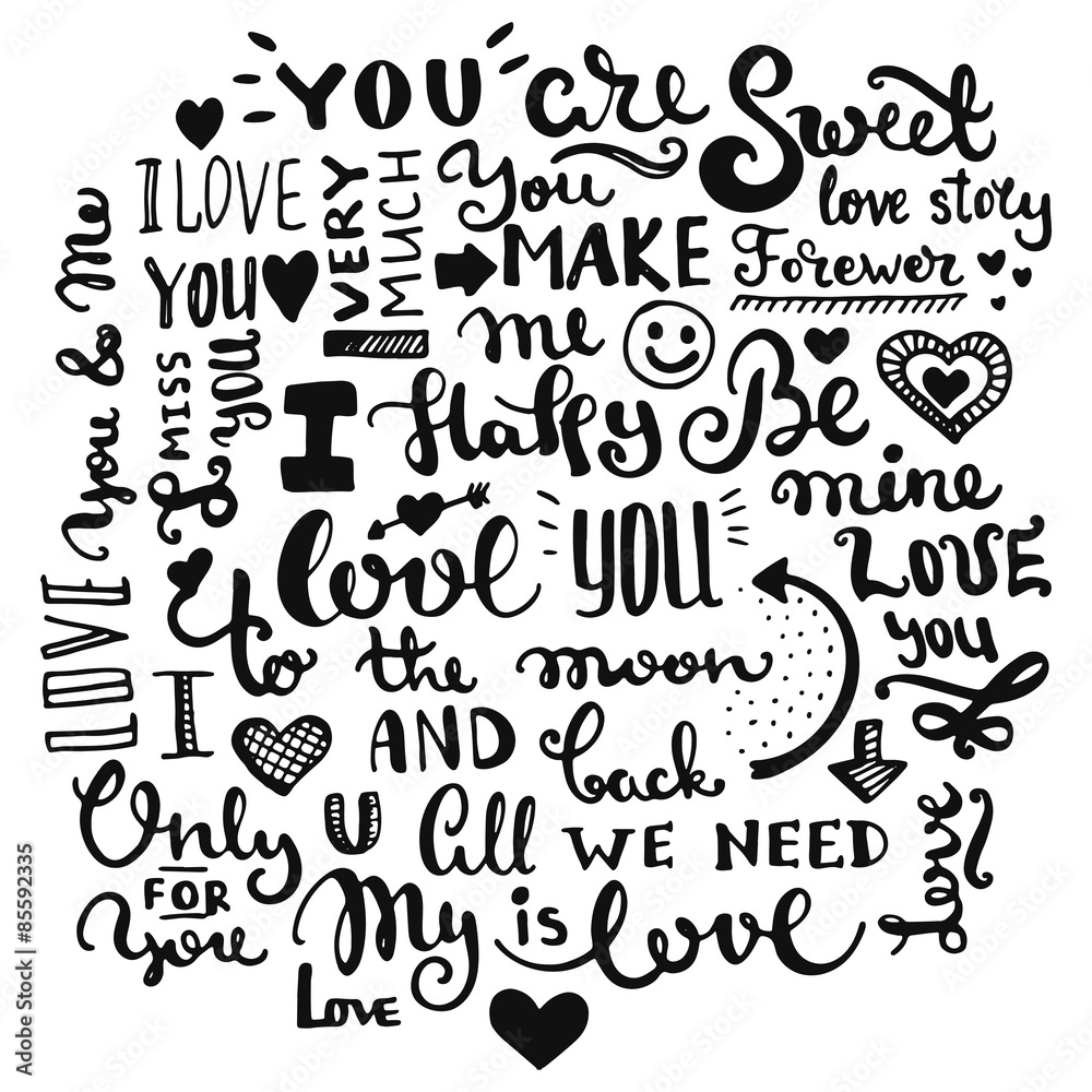 Hand drawn romantic typography Hand drawn romantic typography
