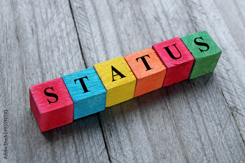 word status on colorful wooden cubes photo