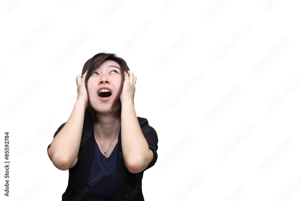 isolated stress asian woman isolated stress asian woman