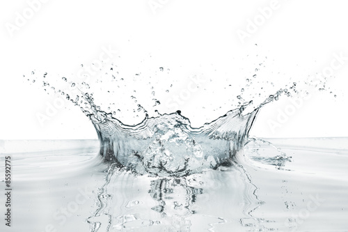 crown shaped water splash in natural color, isolated