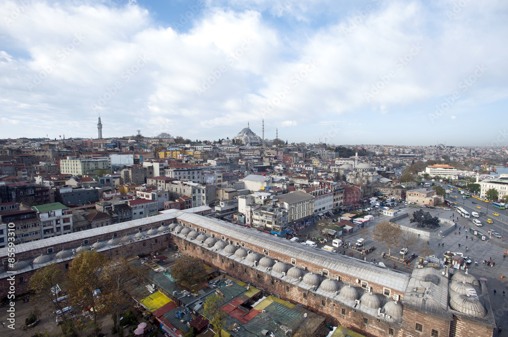 View of Istanbul over the domes of spice bazaar