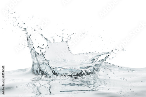 crown shaped water splash in natural color, isolated on white