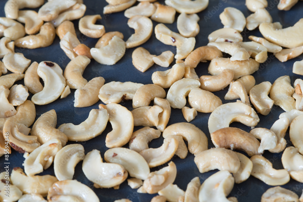 Raw cashews close-up