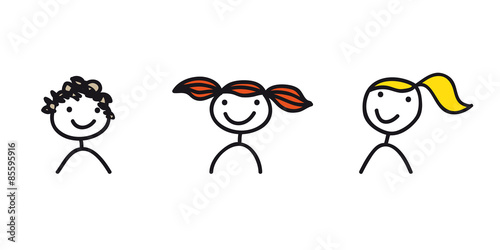 Drei fröhliche Gesichter - Kinder, Integration, Inklusion, Gemeinschaft