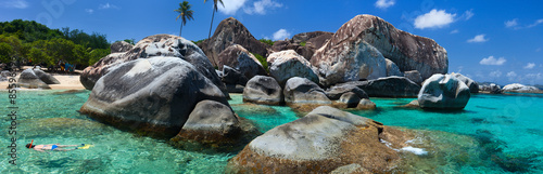 Photography Woman snorkeling at tropical water
