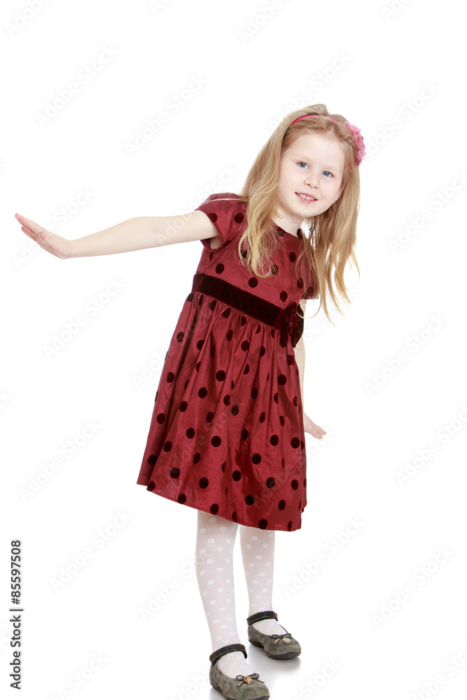 Fototapeta premium Trendy Caucasian little girl blonde