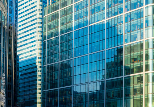 Office building and reflection in London  England  background