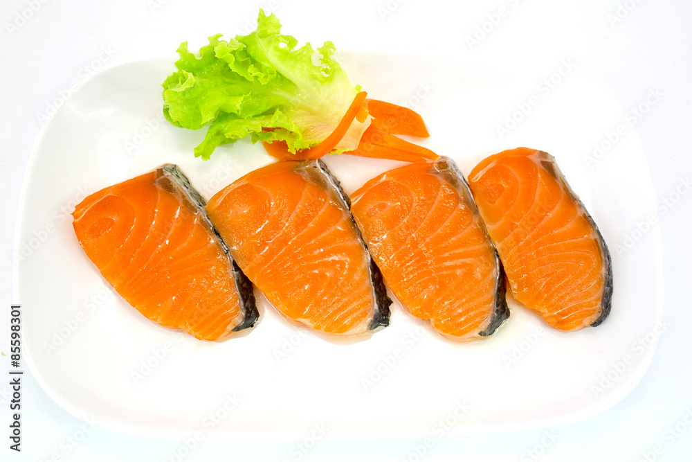 isolated slice of salmon