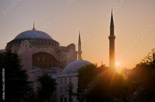 Sunrise on Haghia Sophia in Fatih district of Istanbul