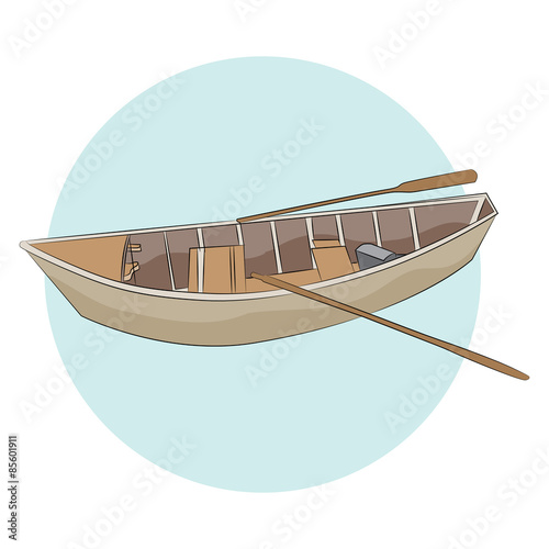 Wooden Canoe with Paddles