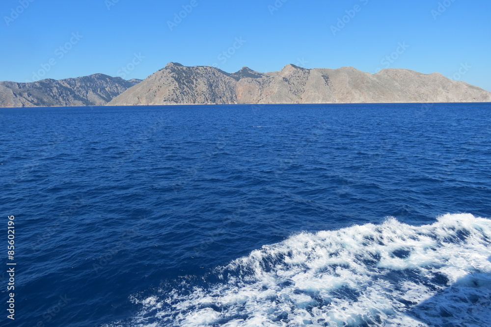 Grèce - Vue sur la côte turque entre Rhodes et Symi
