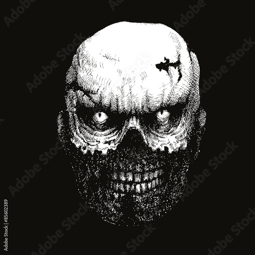 zombie head. hand drawn. vector eps8