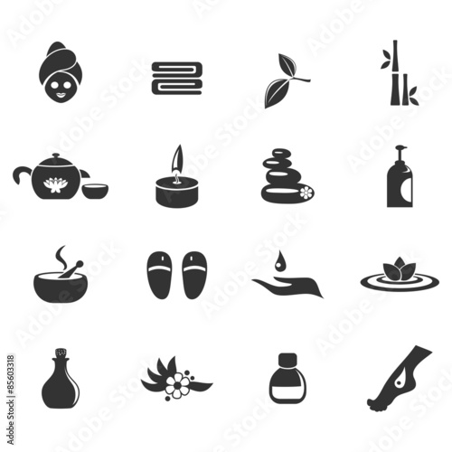 Spa and massage icons of silhouettes