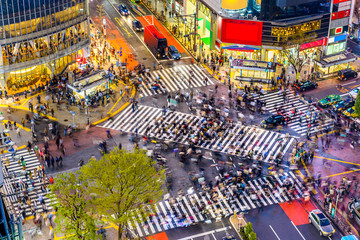 Wandcirkels Tokio Voetgangers op Shibuya Crossing  © SeanPavonePhoto