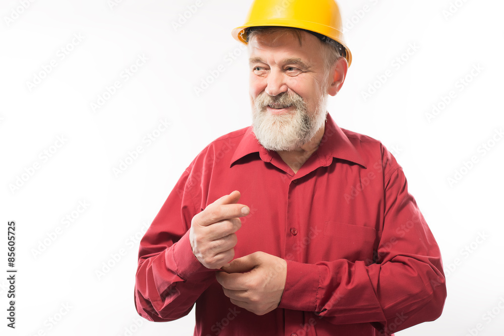man architect with helmet isolated on white man architect with helmet isolated on white