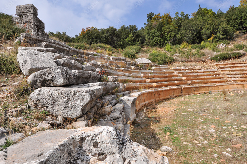 Amphitheatre in the Ancient ruined city of Adada, Turkey.