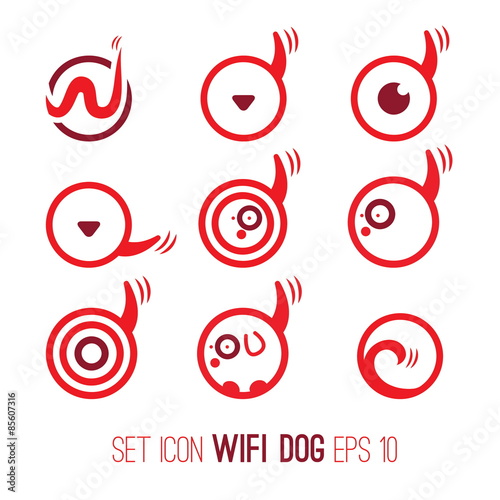 Set Illustration icon of wifi dog