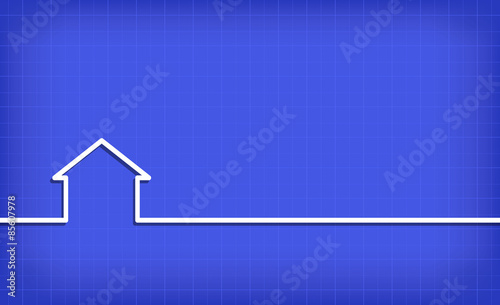 House symbol with blueprint background vector image
