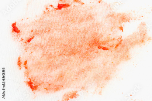 stain of ketchup on a white material
