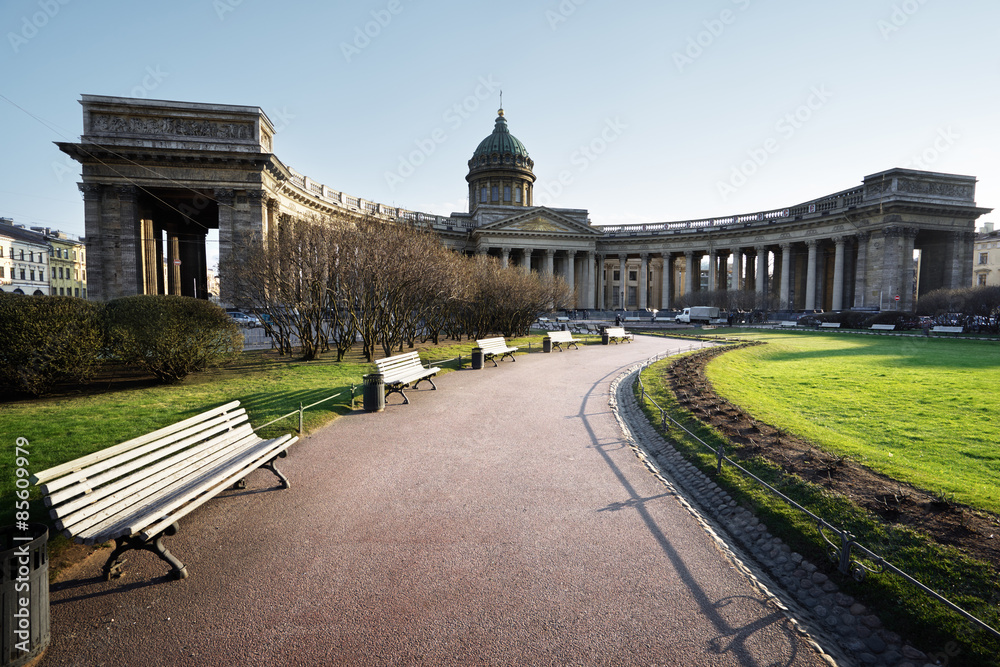 Kazan Cathedral in sunset time, St. Petersburg, Russia