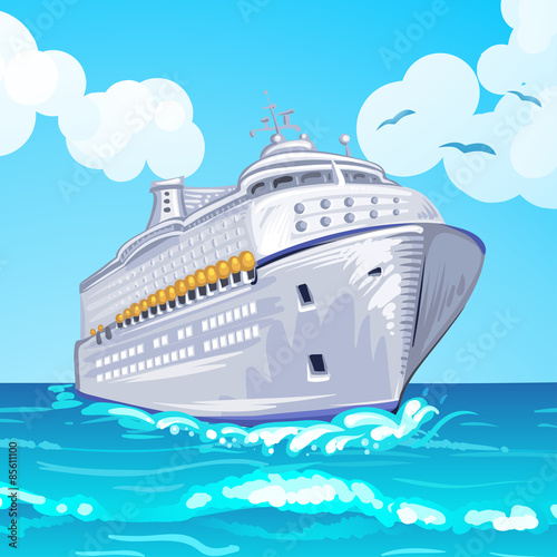 Cruise liner on the sea