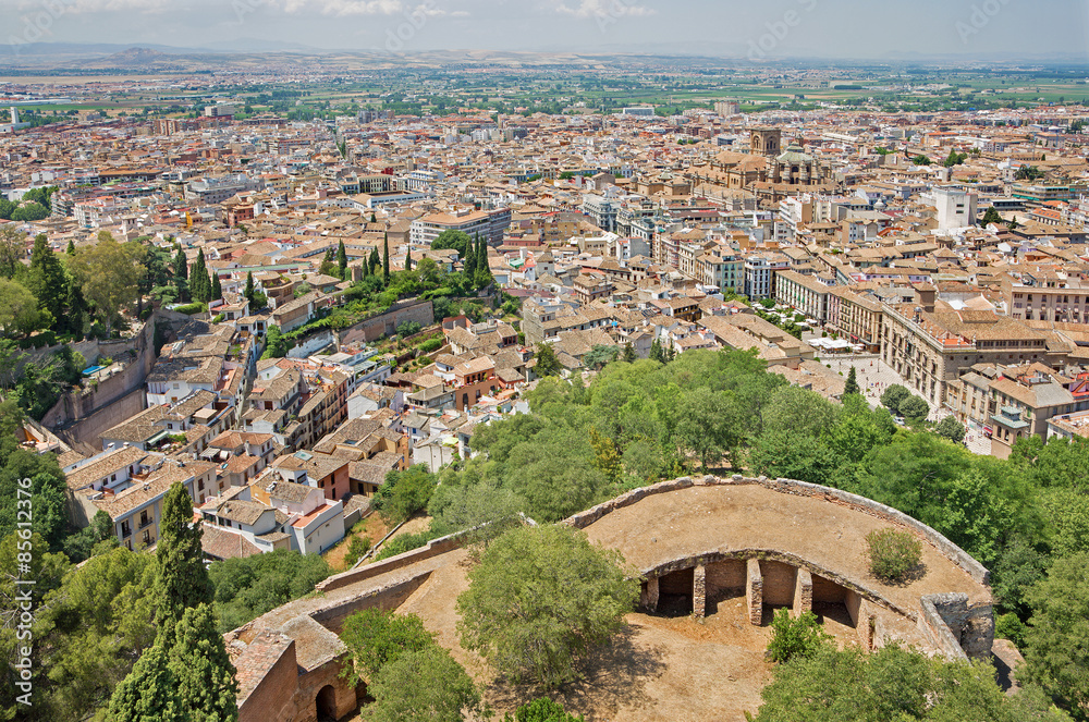 Granada - The outlook over the town from Alhambra fortress.
