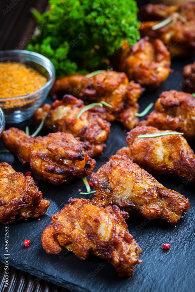 Chicken wings with spices and herbs