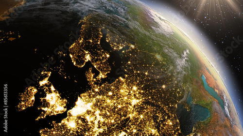Planet Earth Europe zone using satellite imagery NASA