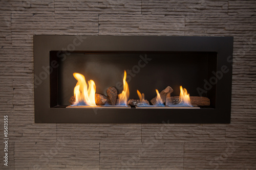 Modern fireplace.