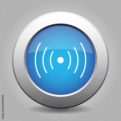 blue metal button with sound or vibration