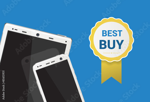 Cellphone and tablet with best buy tag vector illustration