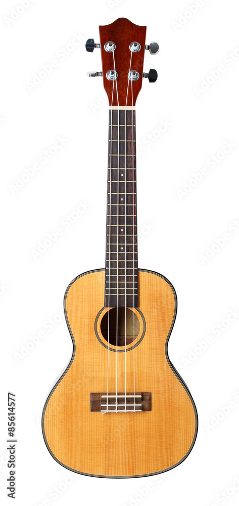 Naklejka premium Small Hawaiian four stringed ukulele guitar