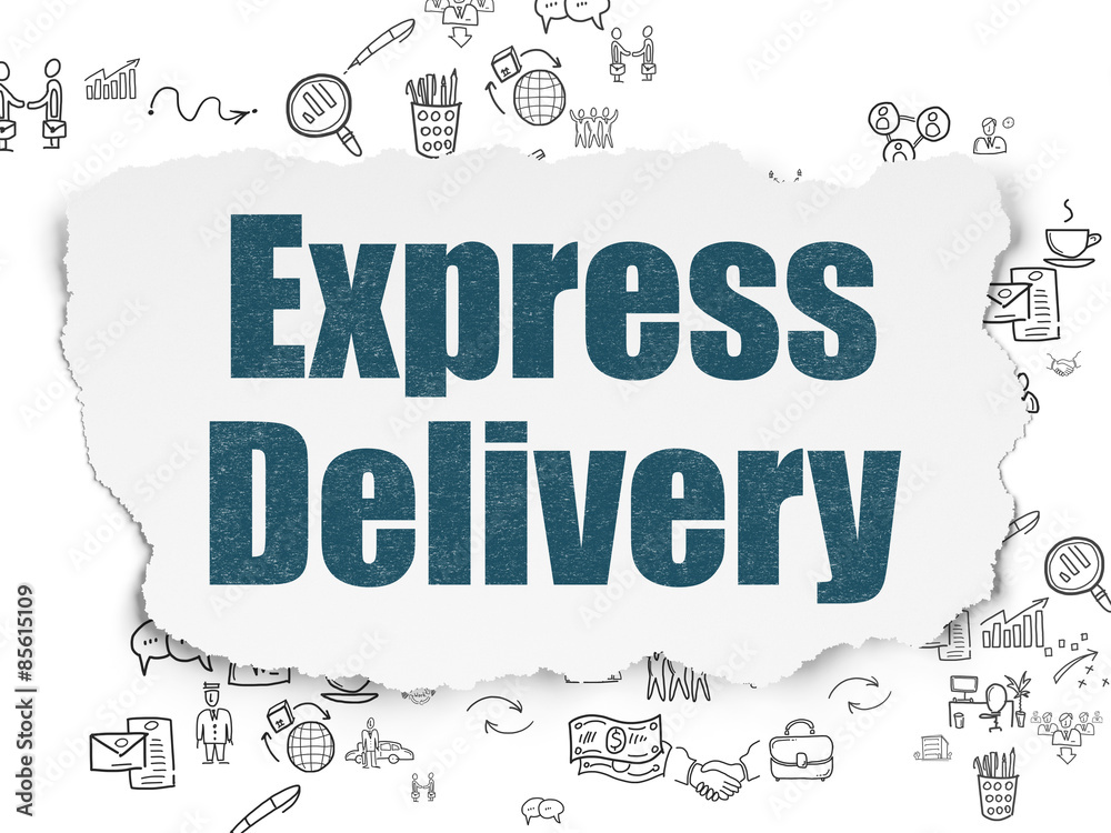 Business concept: Express Delivery on Torn Paper background