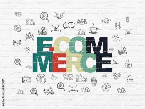 Business concept  E-commerce on wall background