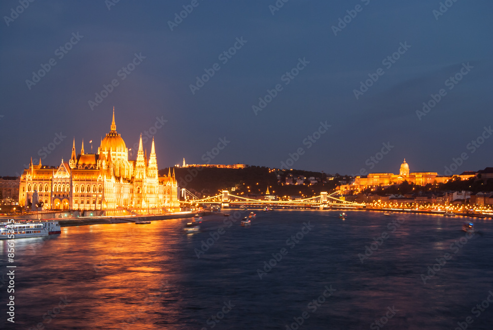 Budapest Cityscape at night. 