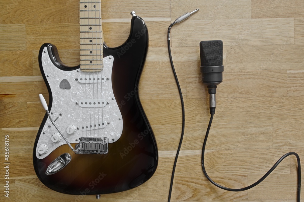 Naklejka premium Guitar Music Instruments Microphone