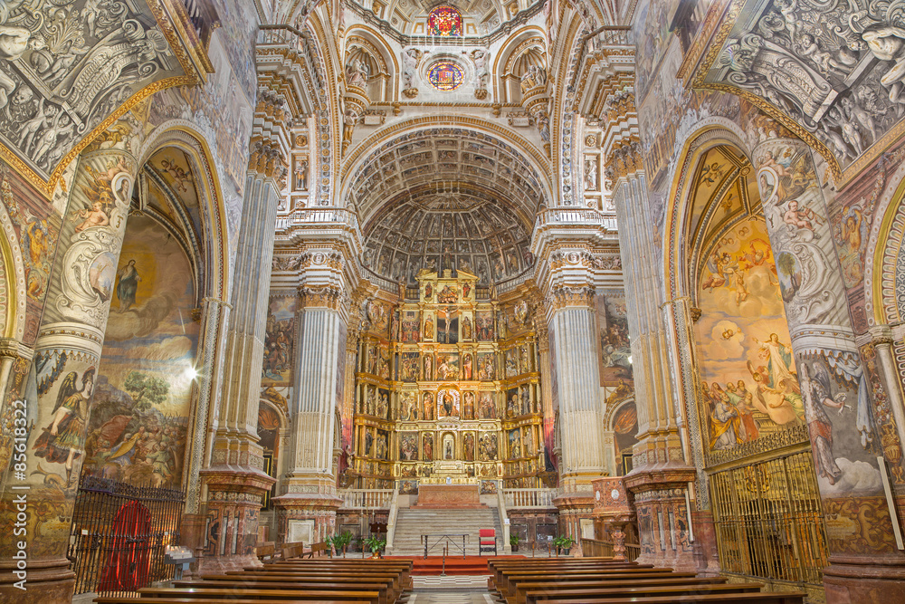 Granada - The nave of church Monasterio de San Jeronimo.