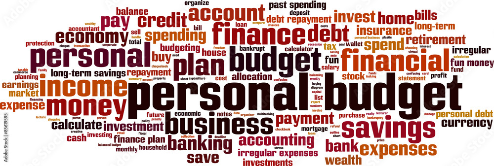 Personal budget word cloud concept. Vector illustration Personal budget word cloud concept. Vector illustration