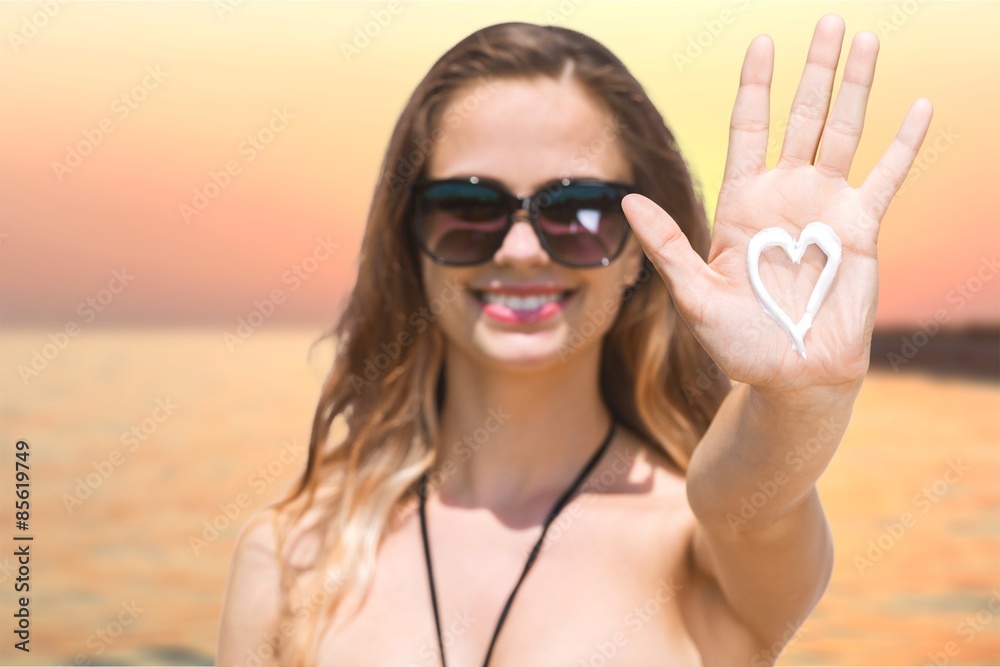 Sunburn, heart, closeup.