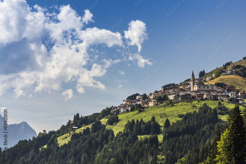 Village in Italy alps, Tyrol landscape