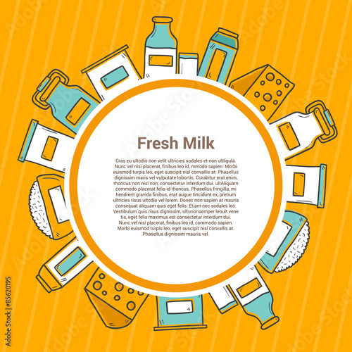 Milk products vector concept with hand drawn objects and