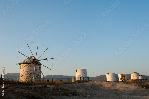 Row of disused windmills.