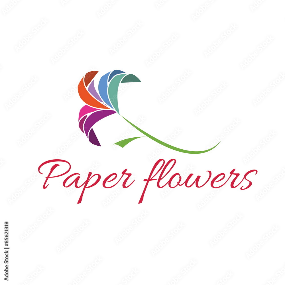 Obraz premium Vector illustration icon of color paper flowers