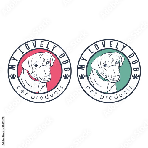Set of  illustration label of retriever dog