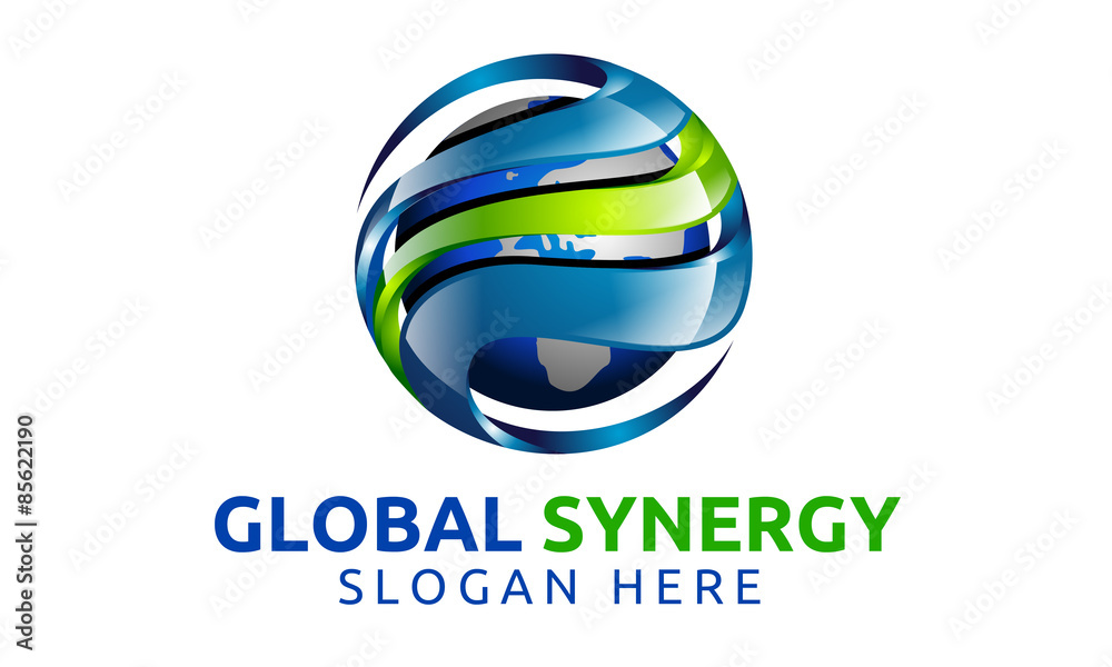 3d, global, globe, world, earth, synergy,blue, green, logo 3d, global, globe, world, earth, synergy,blue, green, logo