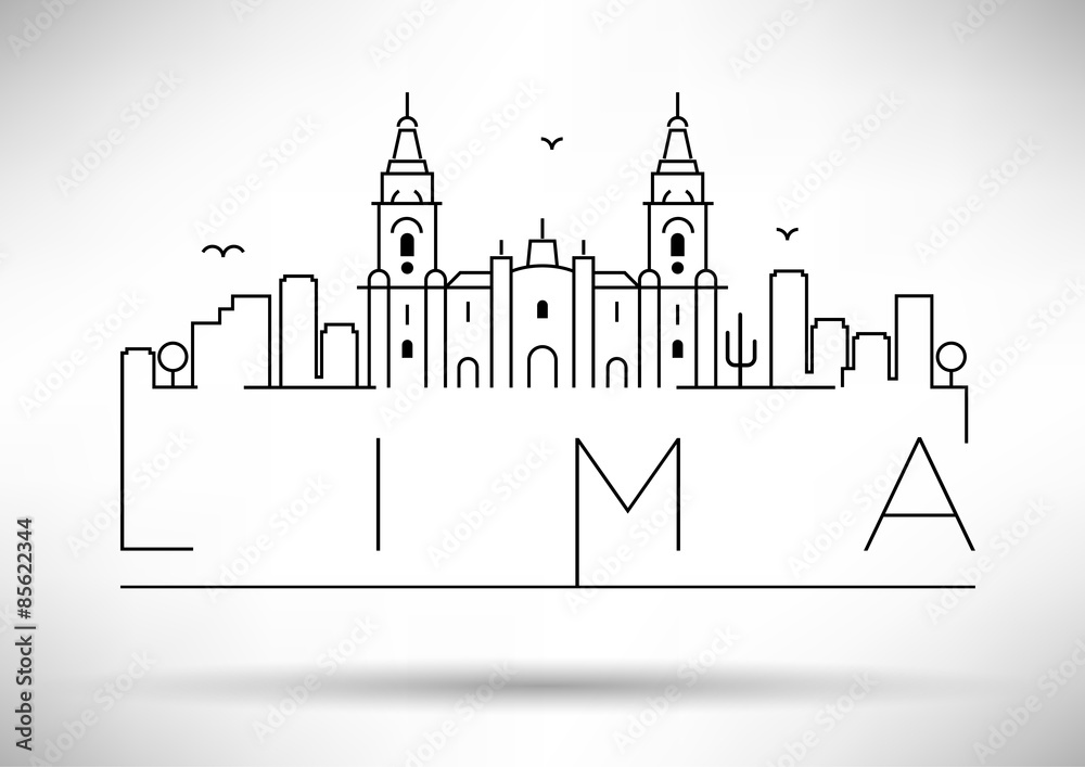 Fototapeta premium Lima City Line Silhouette Typographic Design